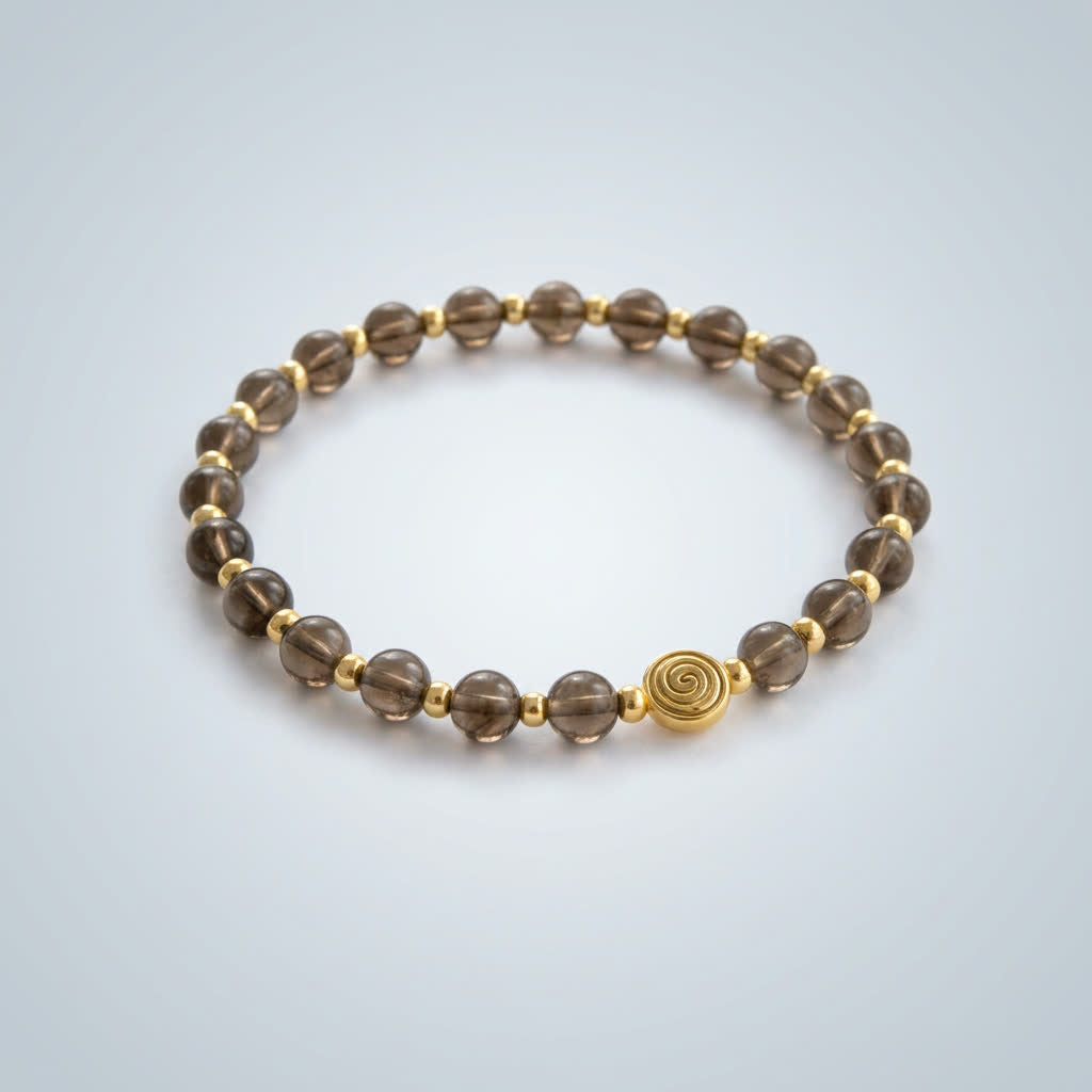 Spiral Core Gold Edition 6mm Crystal Bracelet | Minimal Energy Bracelet | Harmysoul