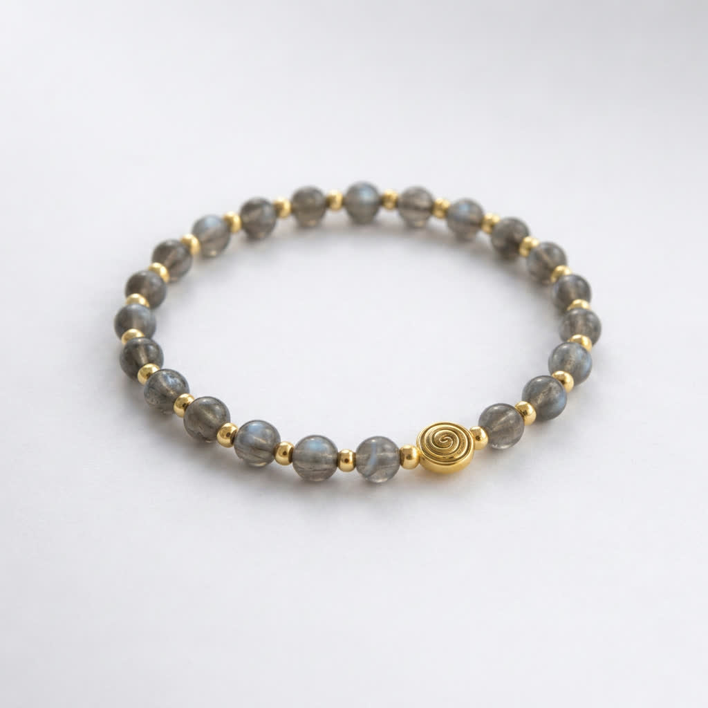 Spiral Core Gold Edition 6mm Crystal Bracelet | Minimal Energy Bracelet | Harmysoul