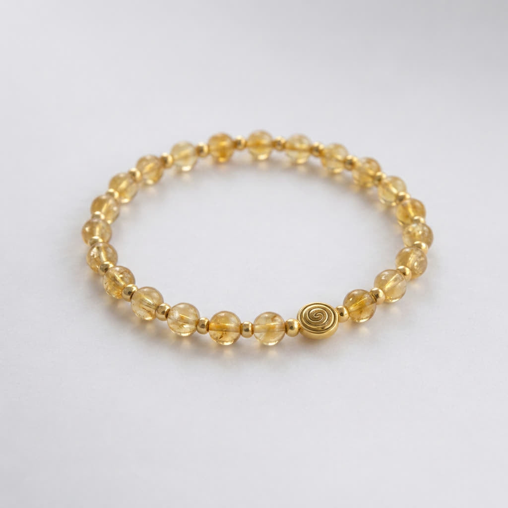 Spiral Core Gold Edition 6mm Crystal Bracelet | Minimal Energy Bracelet | Harmysoul