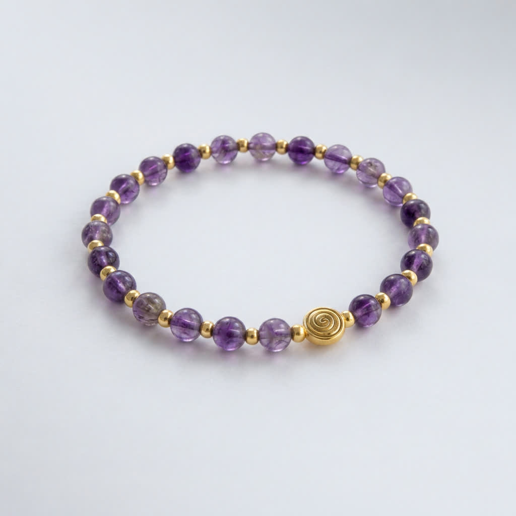 Spiral Core Gold Edition 6mm Crystal Bracelet | Minimal Energy Bracelet | Harmysoul