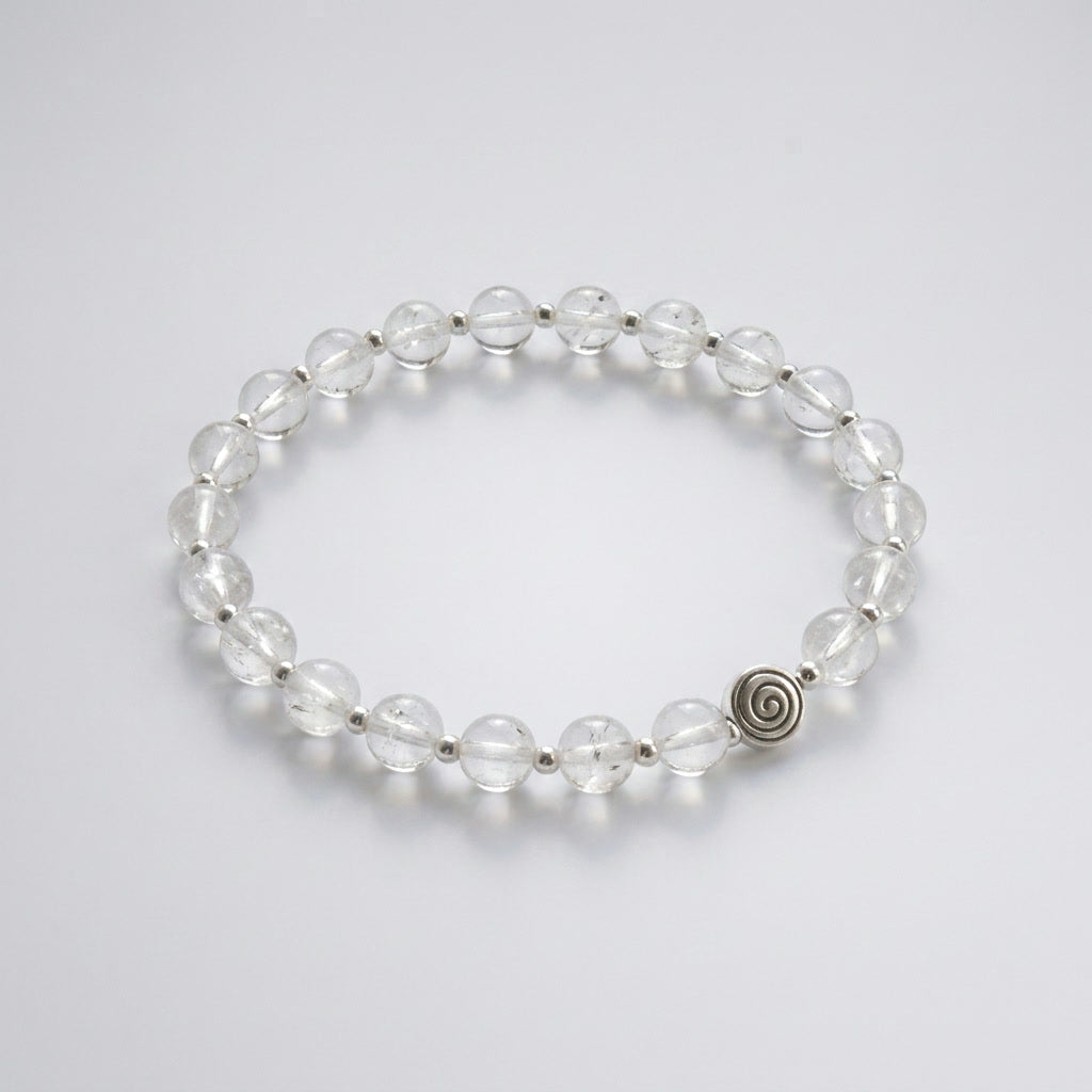 Spiral Core Silver Edition 6mm Crystal Bracelet | Minimal Everyday Bracelet | Harmysoul