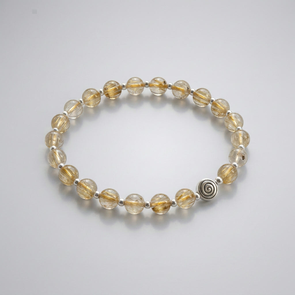 Spiral Core Silver Edition 6mm Crystal Bracelet | Minimal Everyday Bracelet | Harmysoul