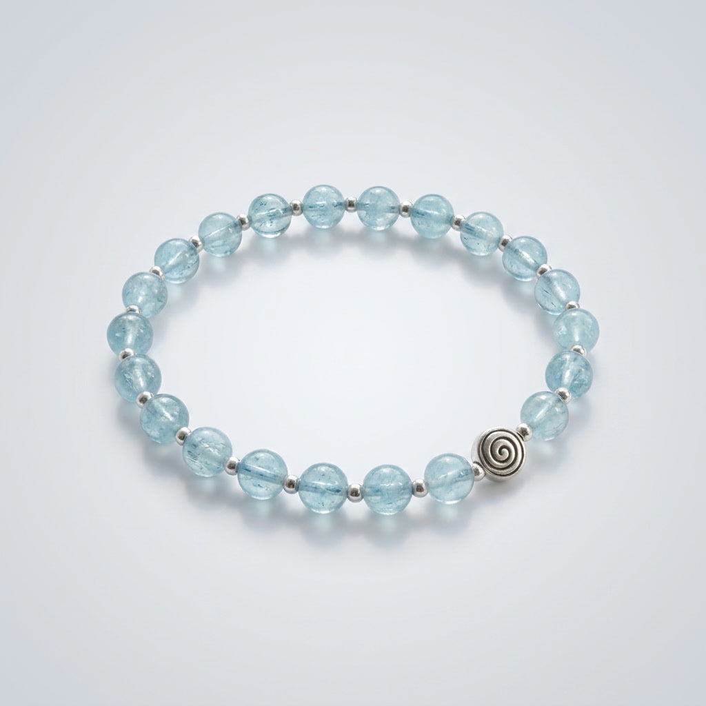 Spiral Core Silver Edition 6mm Crystal Bracelet | Minimal Everyday Bracelet | Harmysoul