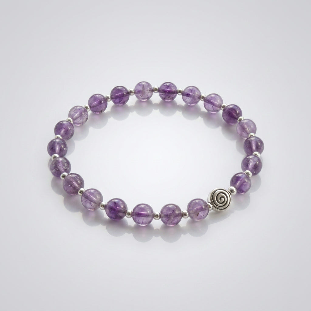 Spiral Core Silver Edition 6mm Crystal Bracelet | Minimal Everyday Bracelet | Harmysoul