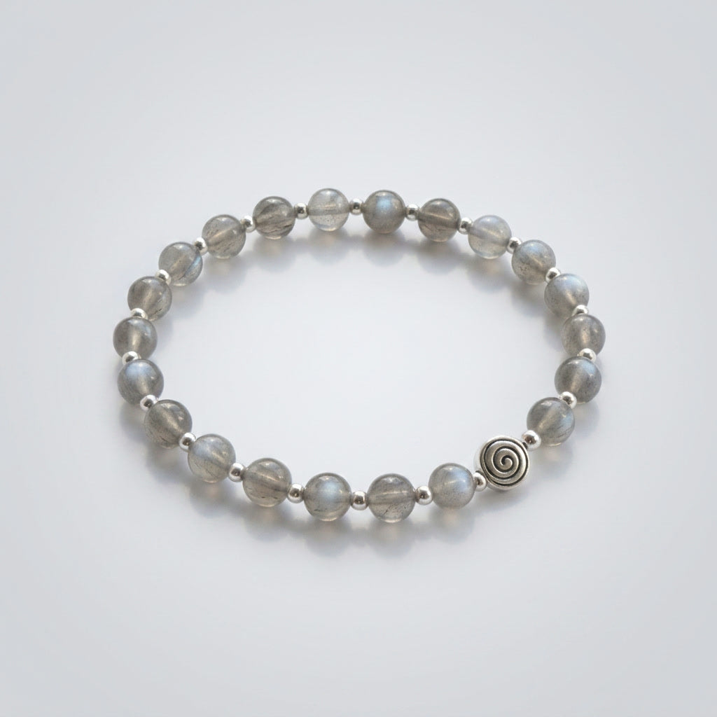 Spiral Core Silver Edition 6mm Crystal Bracelet | Minimal Everyday Bracelet | Harmysoul