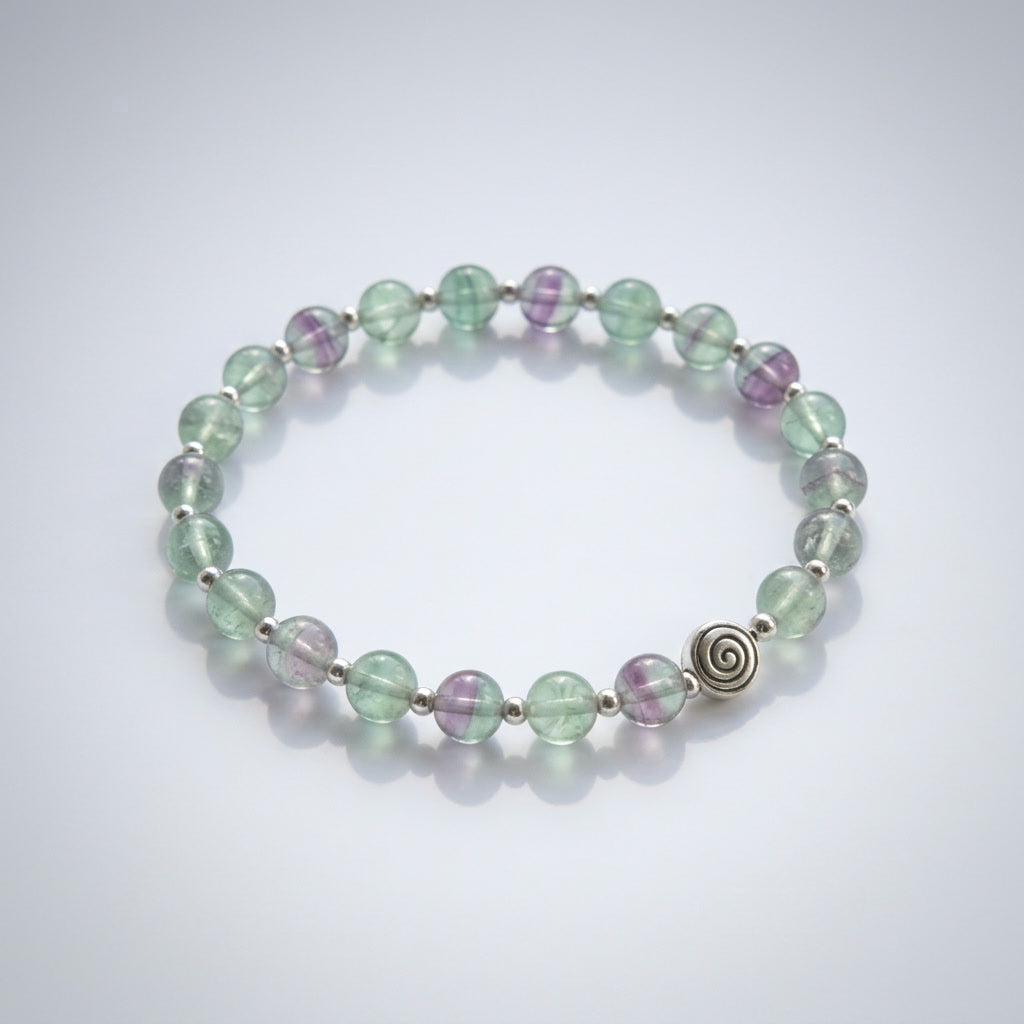 Spiral Core Silver Edition 6mm Crystal Bracelet | Minimal Everyday Bracelet | Harmysoul