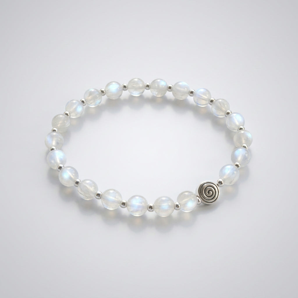 Spiral Core Silver Edition 6mm Crystal Bracelet | Minimal Everyday Bracelet | Harmysoul
