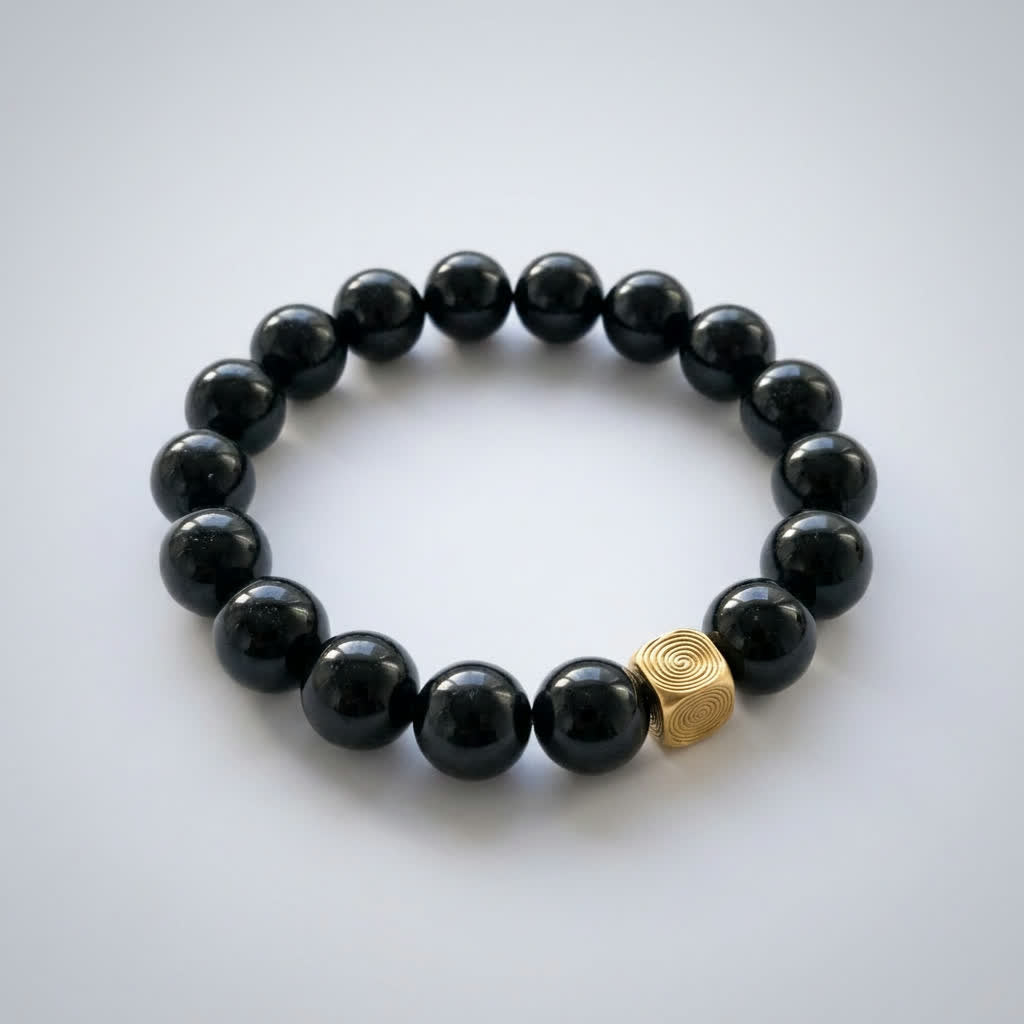 Spiral Echo 10mm Obsidian & Tiger's Eye Bracelet | Emotional Balance Bracelet | Harmysoul