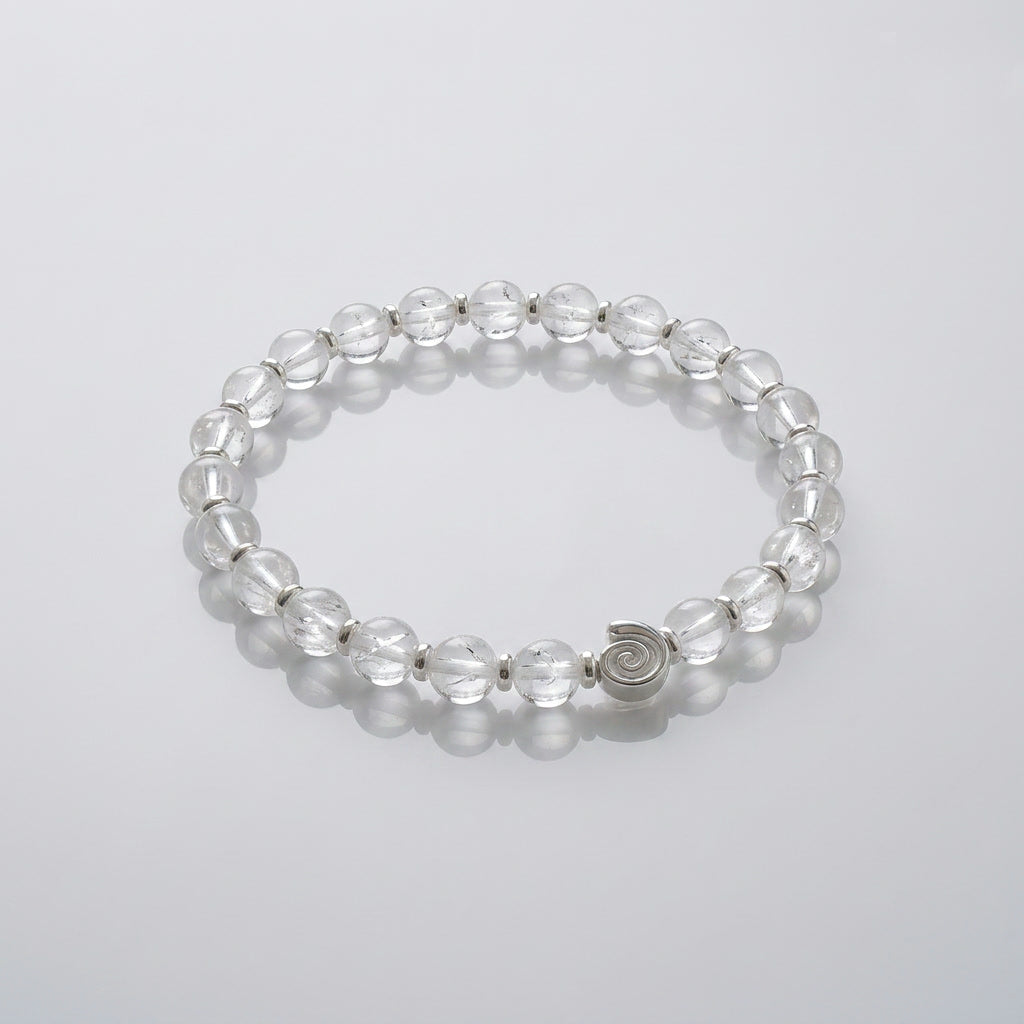 Spiral Gravity Silver Edition 6mm Crystal Bracelet | Lightweight Grounding Bracelet | Harmysoul