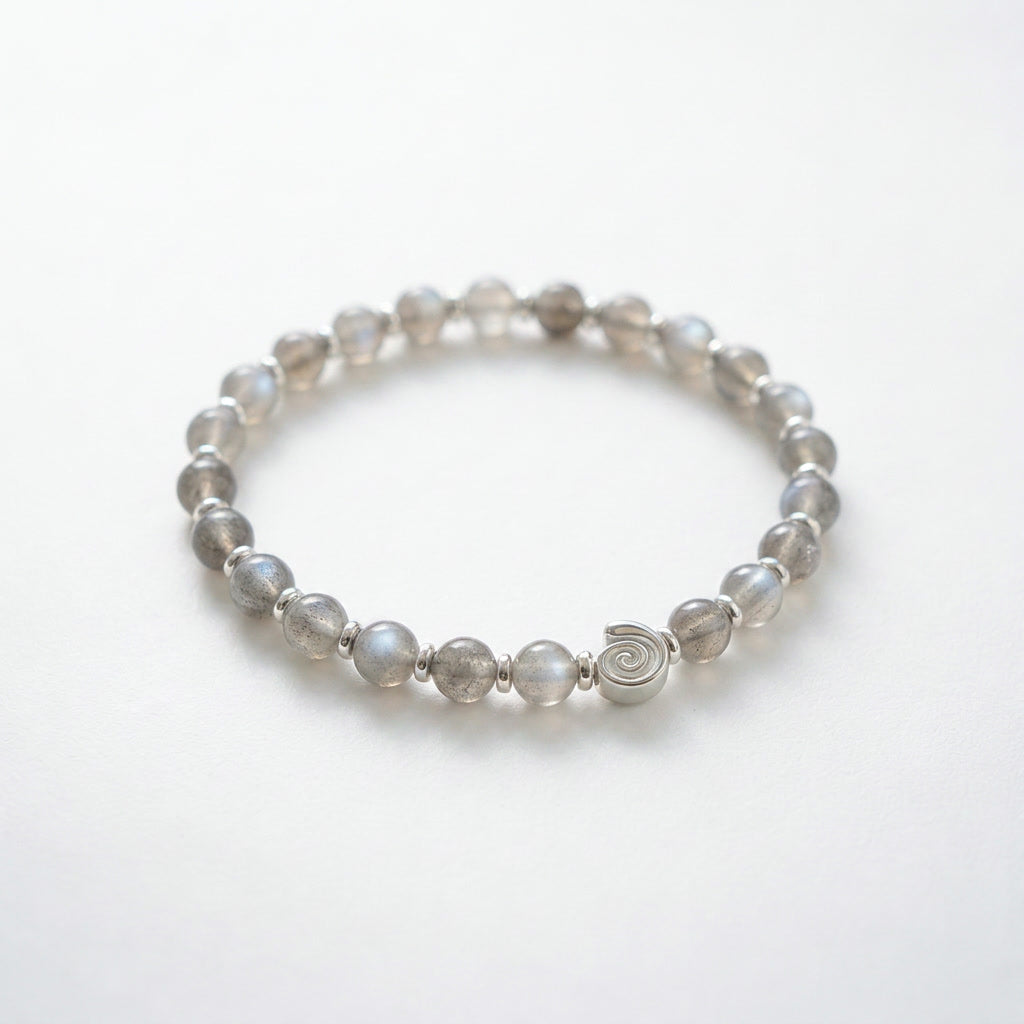 Spiral Gravity Silver Edition 6mm Crystal Bracelet | Lightweight Grounding Bracelet | Harmysoul