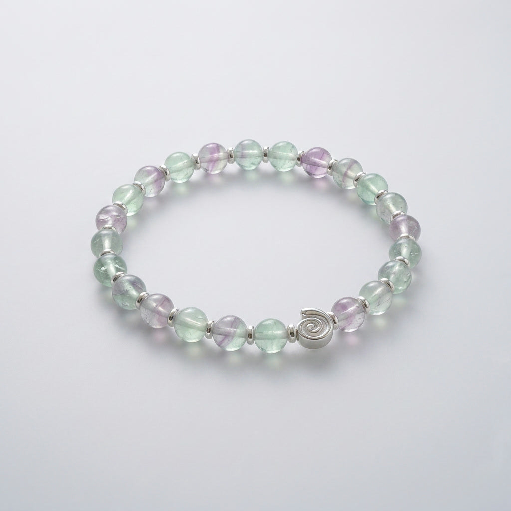 Spiral Gravity Silver Edition 6mm Crystal Bracelet | Lightweight Grounding Bracelet | Harmysoul