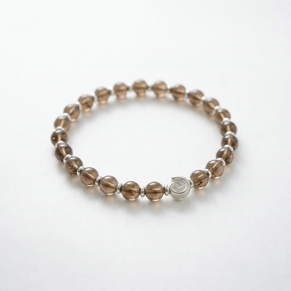 Spiral Gravity Silver Edition 6mm Crystal Bracelet | Lightweight Grounding Bracelet | Harmysoul