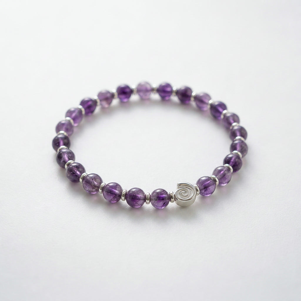 Spiral Gravity Silver Edition 6mm Crystal Bracelet | Lightweight Grounding Bracelet | Harmysoul