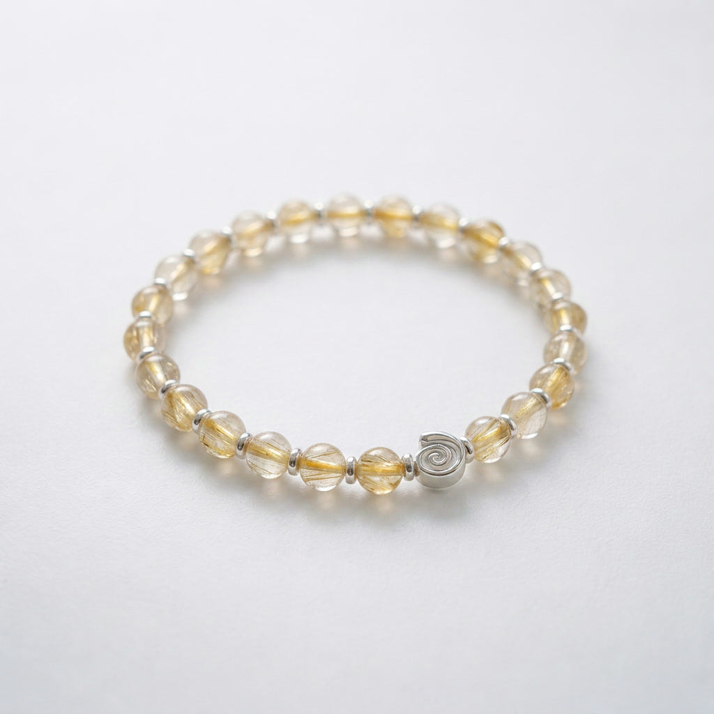 Spiral Gravity Silver Edition 6mm Crystal Bracelet | Lightweight Grounding Bracelet | Harmysoul