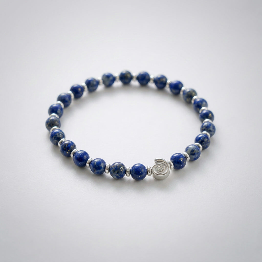 Spiral Gravity Silver Edition 6mm Crystal Bracelet | Lightweight Grounding Bracelet | Harmysoul