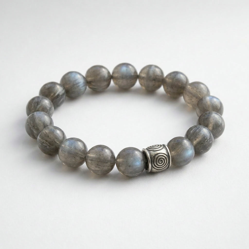 Spiral Ground 12mm Crystal Bracelet | Grounding & Daily Balance | Harmysoul