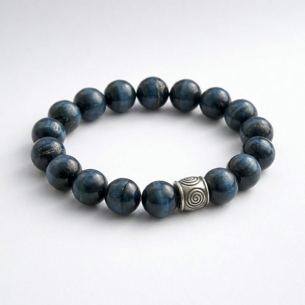 Spiral Ground 12mm Obsidian & Tiger's Eye Bracelet | Grounding & Daily Balance | Harmysoul