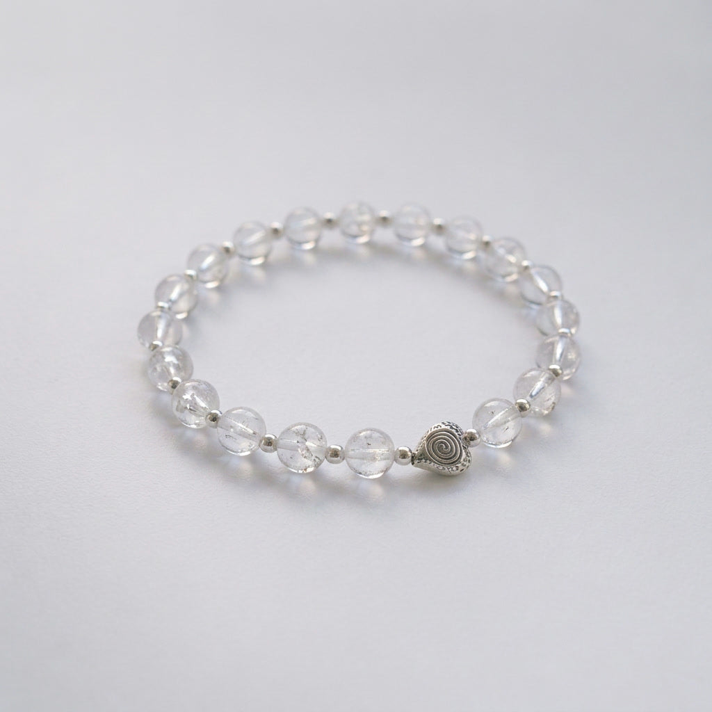Spiral Heart 6mm Crystal Bracelet | Heart-Centered Energy Bracelet | Harmysoul