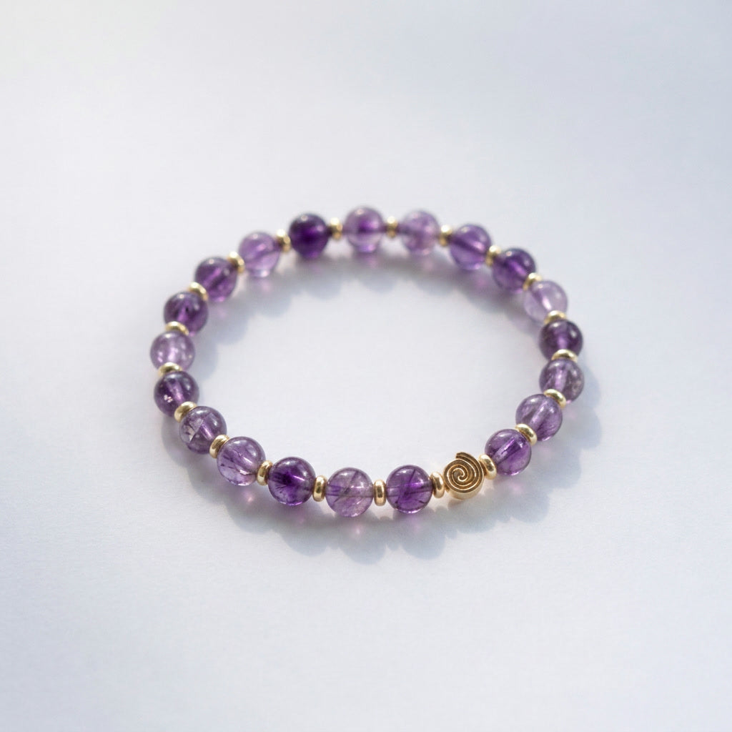 Spiral Origin 6mm Crystal Bracelet | Minimal Spiritual Bracelet | Harmysoul