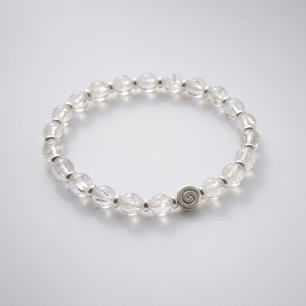 Spiral Origin Silver Edition 6mm Crystal Bracelet | Mindful Everyday Bracelet | Harmysoul