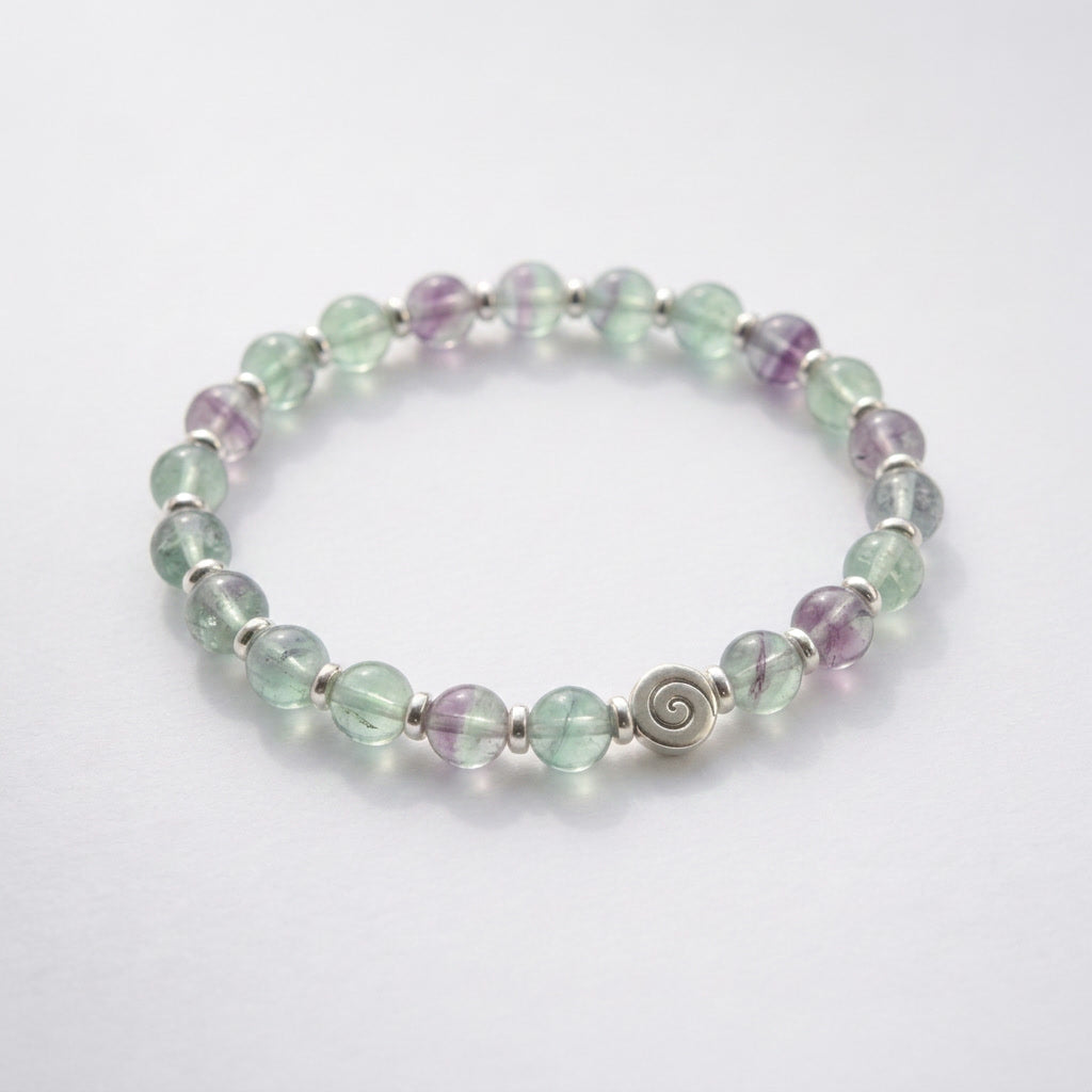 Spiral Origin Silver Edition 6mm Crystal Bracelet | Mindful Everyday Bracelet | Harmysoul