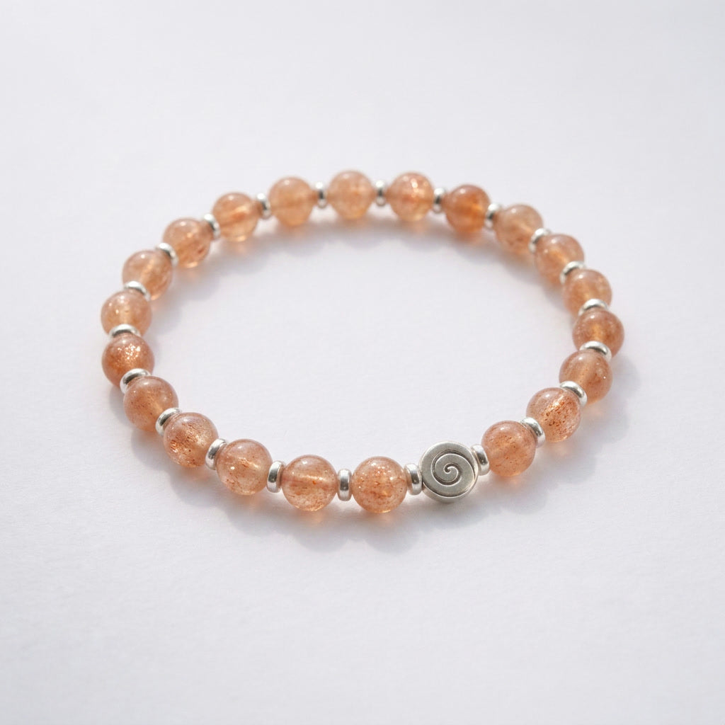 Spiral Origin Silver Edition 6mm Crystal Bracelet | Mindful Everyday Bracelet | Harmysoul