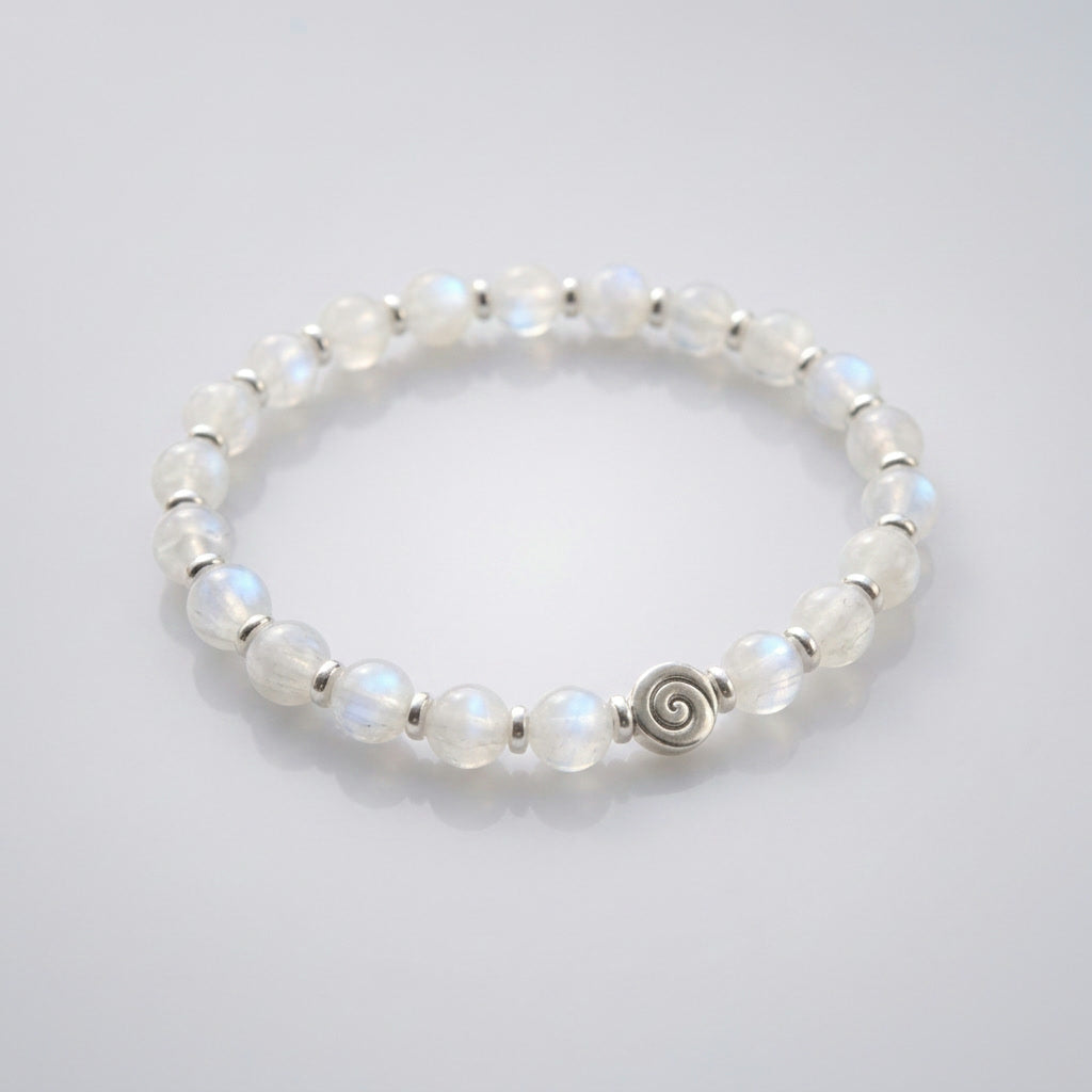 Spiral Origin Silver Edition 6mm Crystal Bracelet | Mindful Everyday Bracelet | Harmysoul