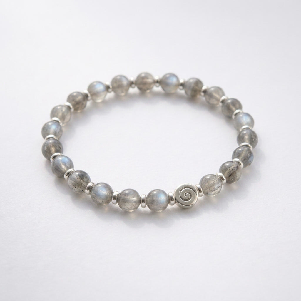 Spiral Origin Silver Edition 6mm Crystal Bracelet | Mindful Everyday Bracelet | Harmysoul