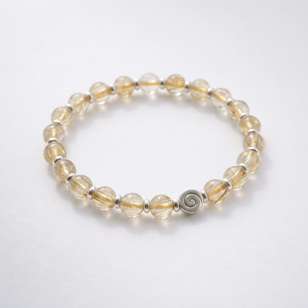 Spiral Origin Silver Edition 6mm Crystal Bracelet | Mindful Everyday Bracelet | Harmysoul