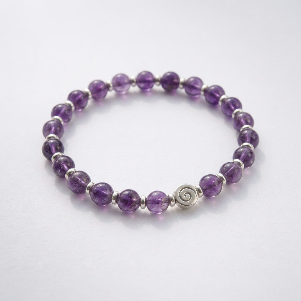 Spiral Origin Silver Edition 6mm Crystal Bracelet | Mindful Everyday Bracelet | Harmysoul