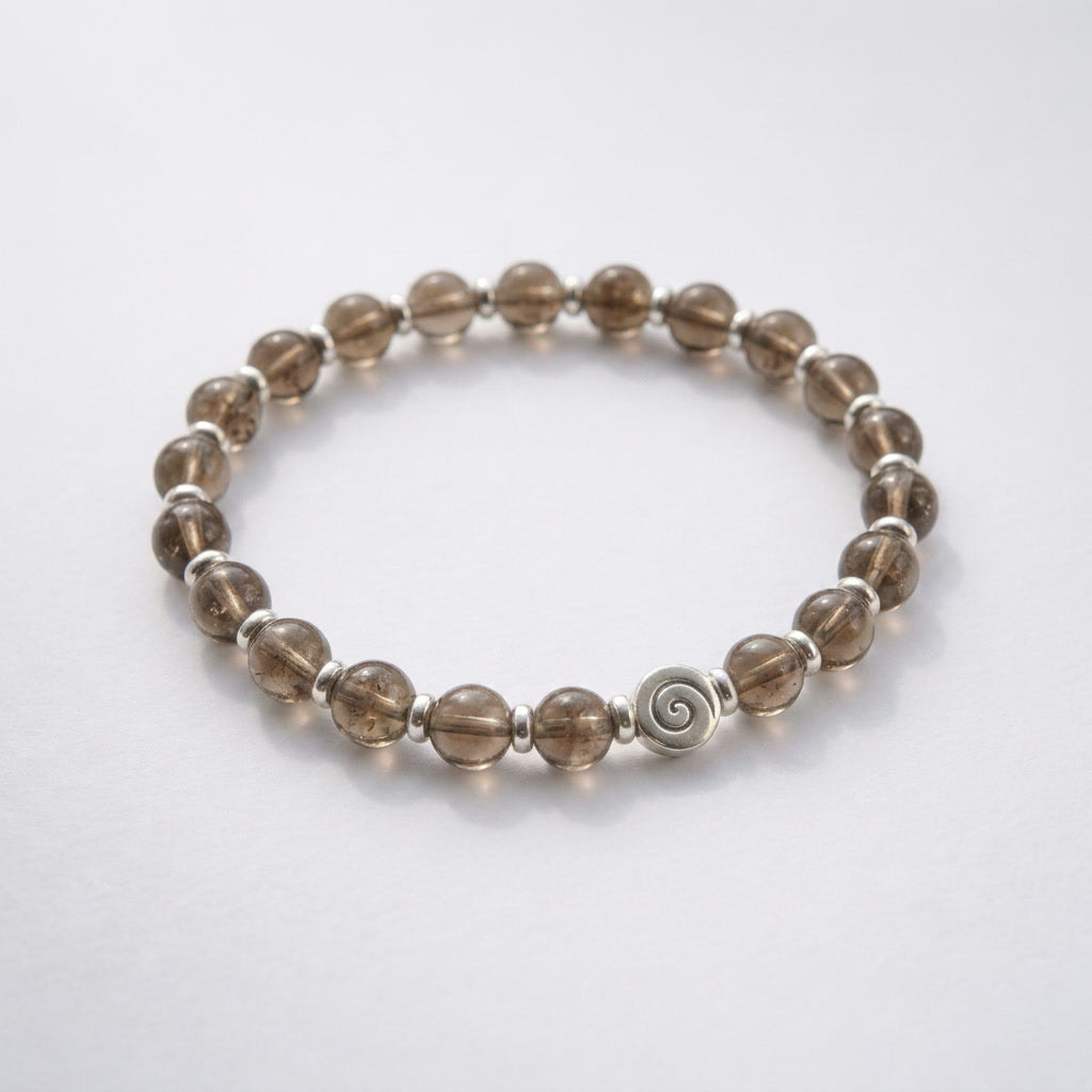 Spiral Origin Silver Edition 6mm Crystal Bracelet | Mindful Everyday Bracelet | Harmysoul