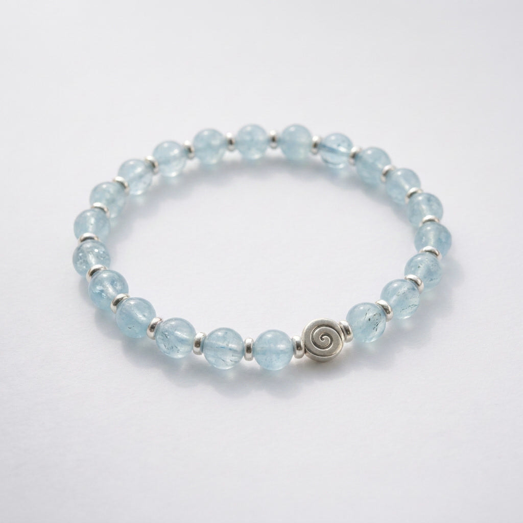 Spiral Origin Silver Edition 6mm Crystal Bracelet | Mindful Everyday Bracelet | Harmysoul