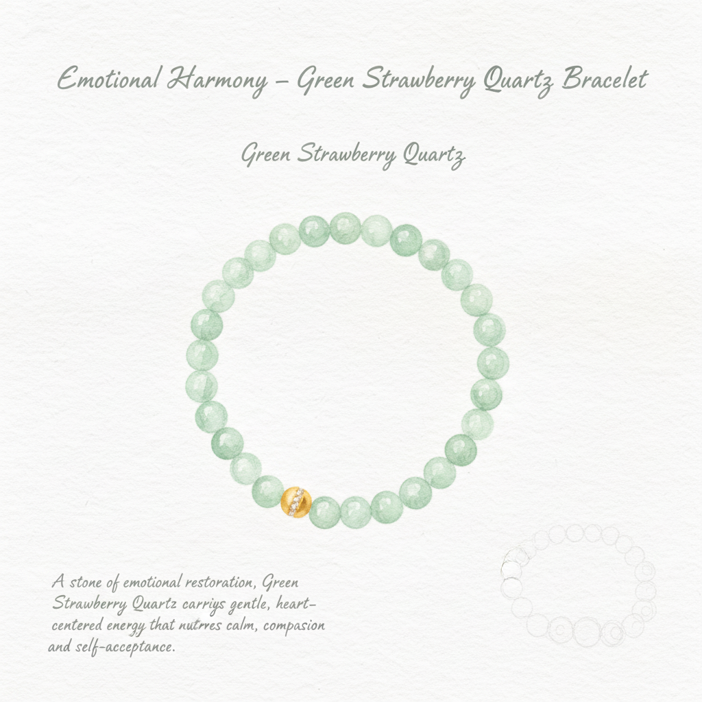 Emotional Harmony – Green Strawberry Quartz Bracelet