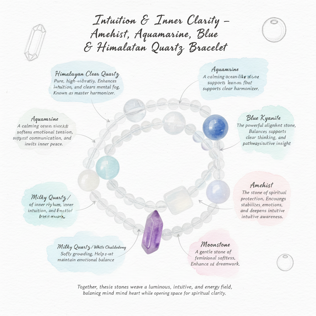 Intuition & Inner Clarity – Amethyst, Aquamarine, Blue Kyanite & Himalayan Quartz Bracelet