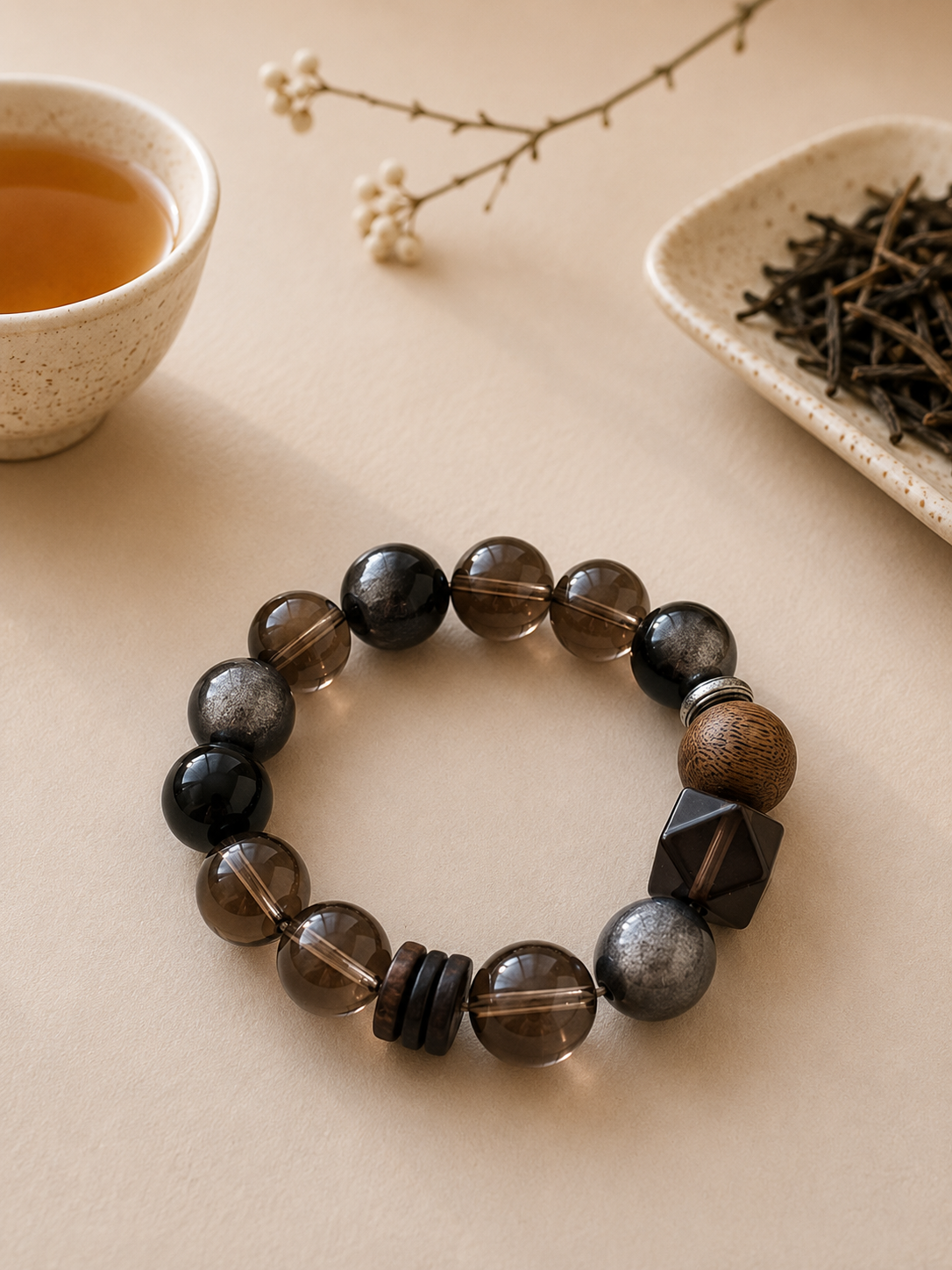 Aged Liu Bao tea-inspired ritual bracelet