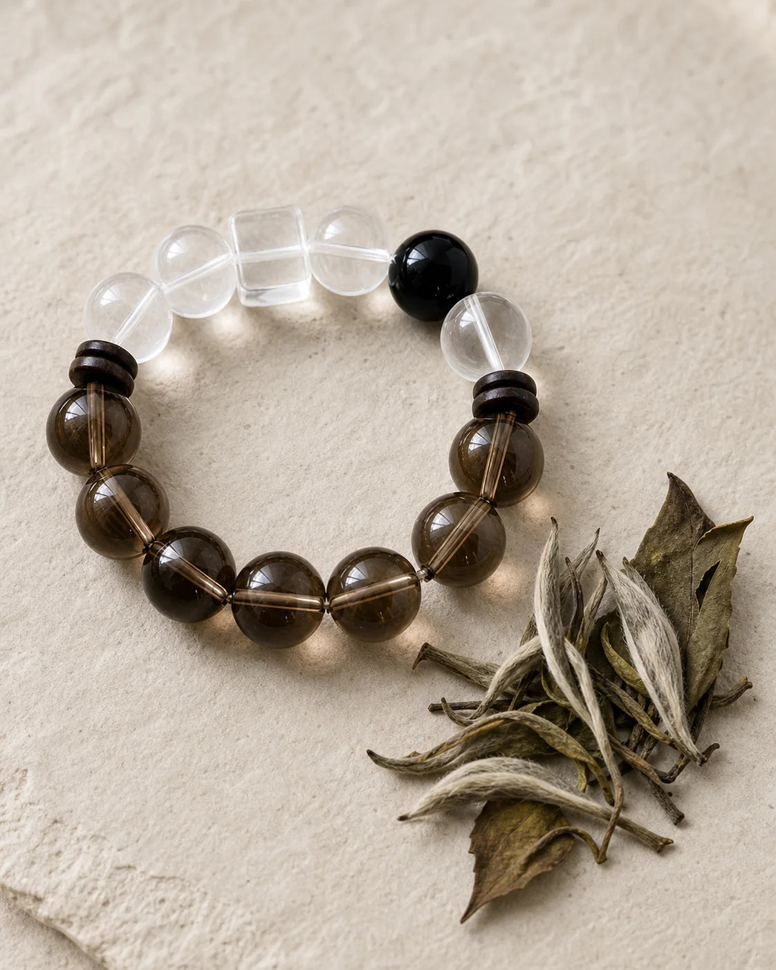 White Peony tea leaves and ritual setting